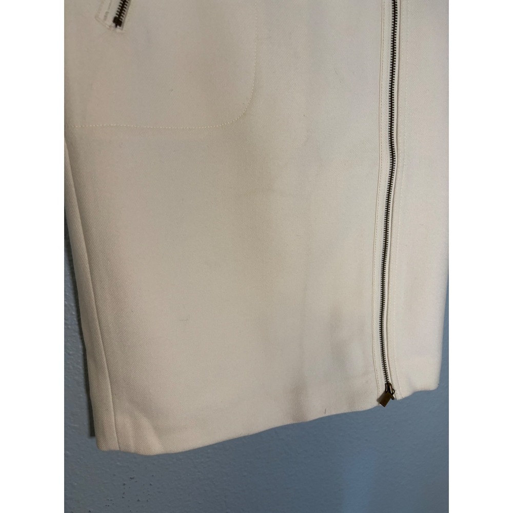 NWT J.Crew Womens Ivory Wool Asymmetric Zip Pencil Skirt Size 4 - Picture 5 of 8